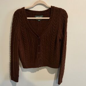 American Eagle Chocolate Brown Cable Knit Cardigan